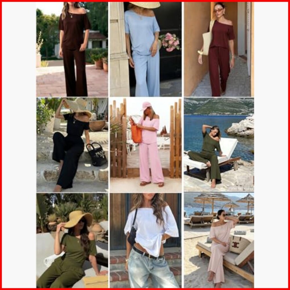 Off Shoulder Lounge Set With Drawstring Pants, Mo… - image 6